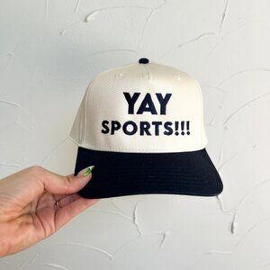 NWT Yay Sports Embroidered Two-Tone Hat - Cream & black